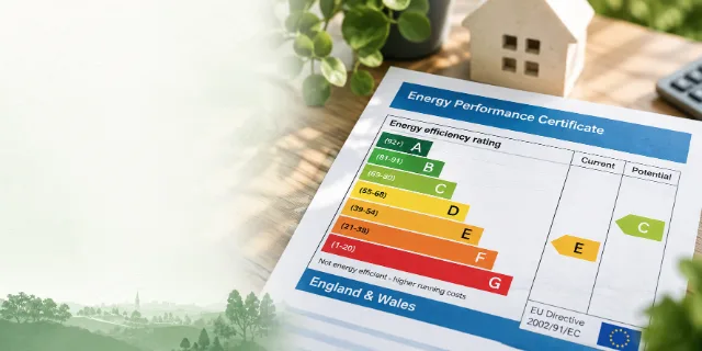 An Energy Performance Certificate on a desk
